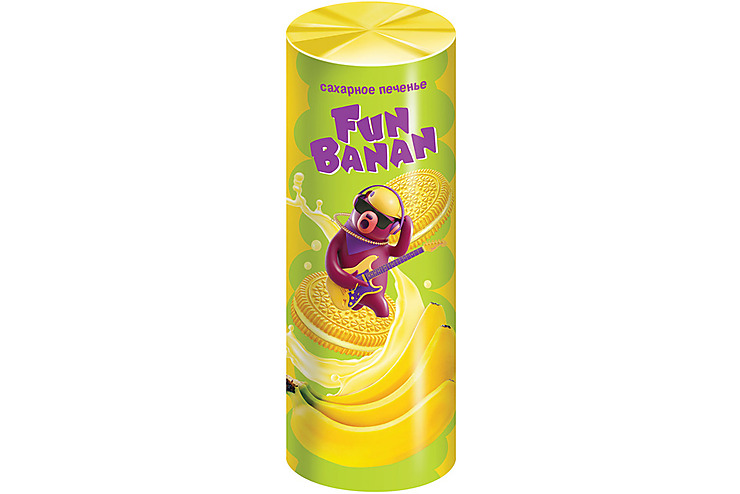 

«Fun Banan», печенье-сэндвич сахарное с банановым вкусом, 220 г