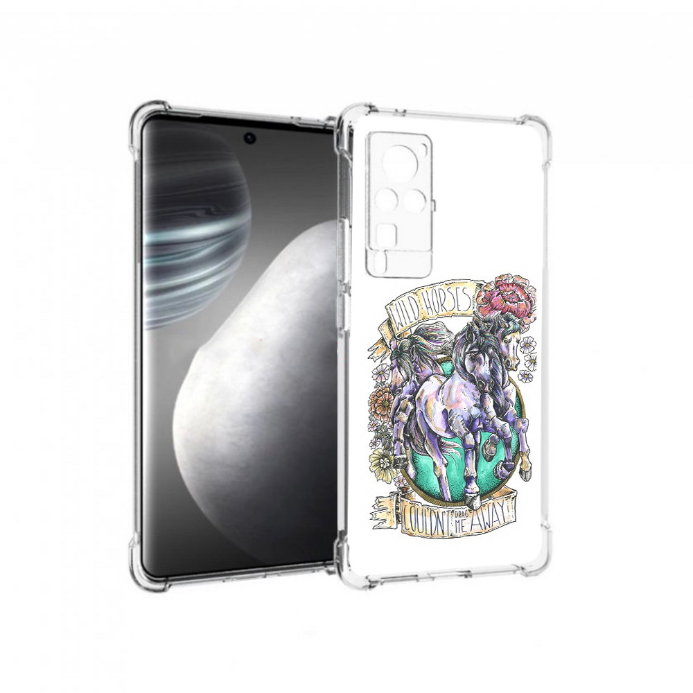 

Чехол MyPads Tocco для Vivo X60 pro рисунок коней в цветах (PT226972.385.582), Прозрачный, Tocco