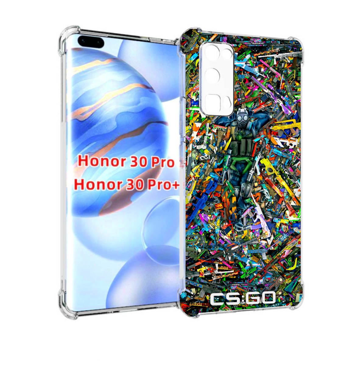 

Чехол бампер MyPads CS GO guns skins мужской для Honor 30, Прозрачный, Tocco