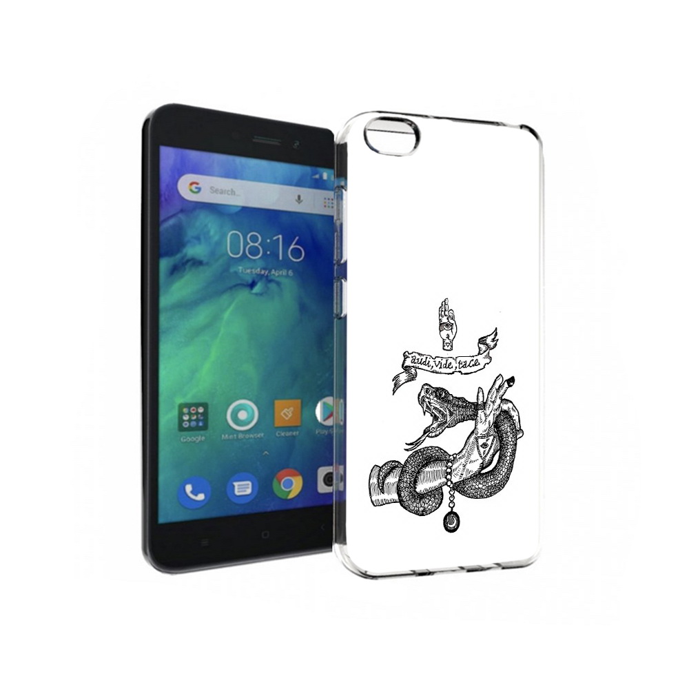 

Чехол MyPads Tocco для Xiaomi Redmi Go змея на руке рисунок, Прозрачный, Tocco