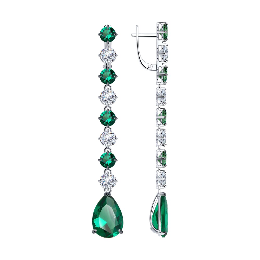 

Серьги подвески из серебра SOKOLOV 94025749, фианит, 94025749