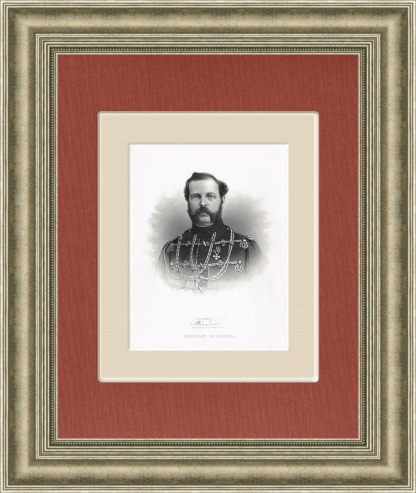 

Император Александр II cтаринная гравюра 1866 г.