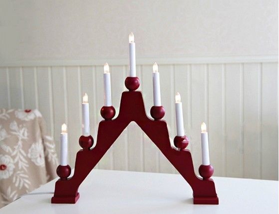 фото Светильник горка рождественская emma (красный) на 7 свечей, 45х45 см, star trading