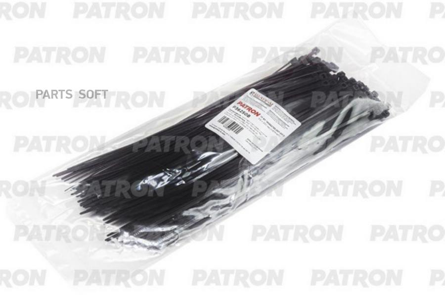 Комплект пластиковых хомутов 3.6 х 250 мм, 100 шт, нейлон, черные PATRON P36250B