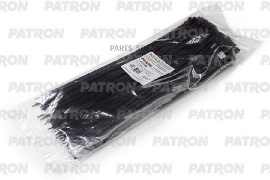 Комплект пластиковых хомутов 4.8 х 300 мм, 100 шт, нейлон, черные PATRON P48300B