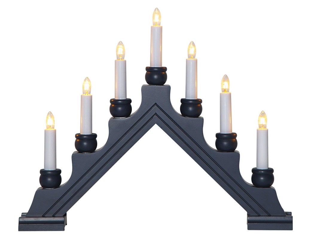 фото Светильник-горка рождественский декоративный karin на 7 свечей, деревянный, серый, 42х34 с star trading