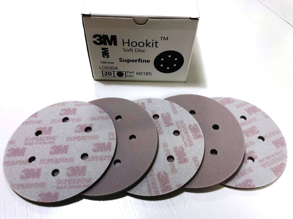 Абразивный круг 3M HOOKIT SoftDisc SuperFine Р400-500 LD600A 150мм 6 отверстий 10 шт 2499₽