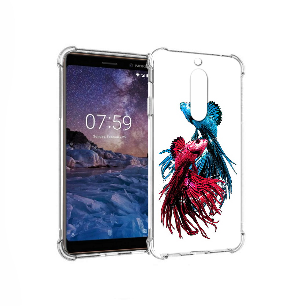 

Чехол MyPads Tocco для Nokia 7 рыбы петушки (PT95887.123.592), Прозрачный, Tocco
