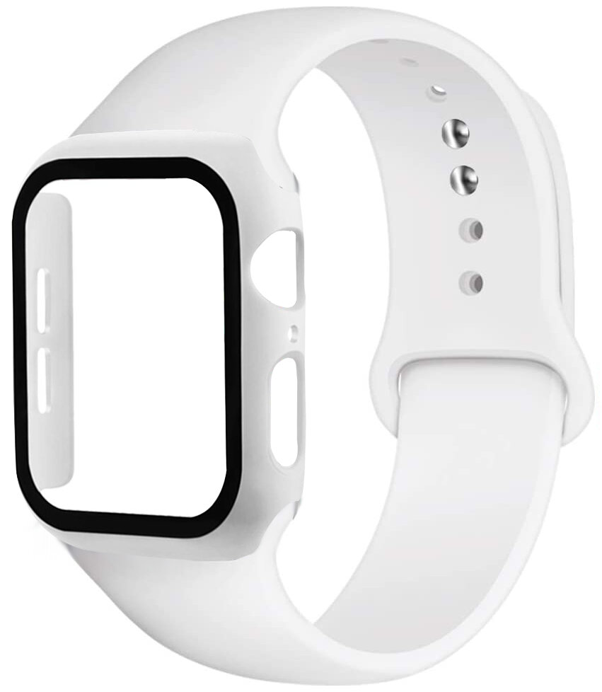 

Ремешок силиконовый с защитным корпусом для Apple Watch 38mm White, Белый