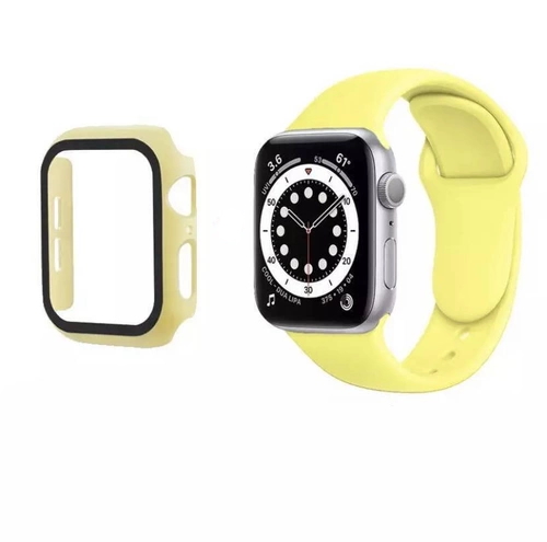 

Ремешок силиконовый с защитным корпусом для Apple Watch 38mm / Желтый