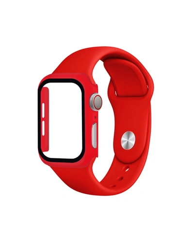 

Ремешок силиконовый с защитным корпусом для Apple Watch 40mm / Красный