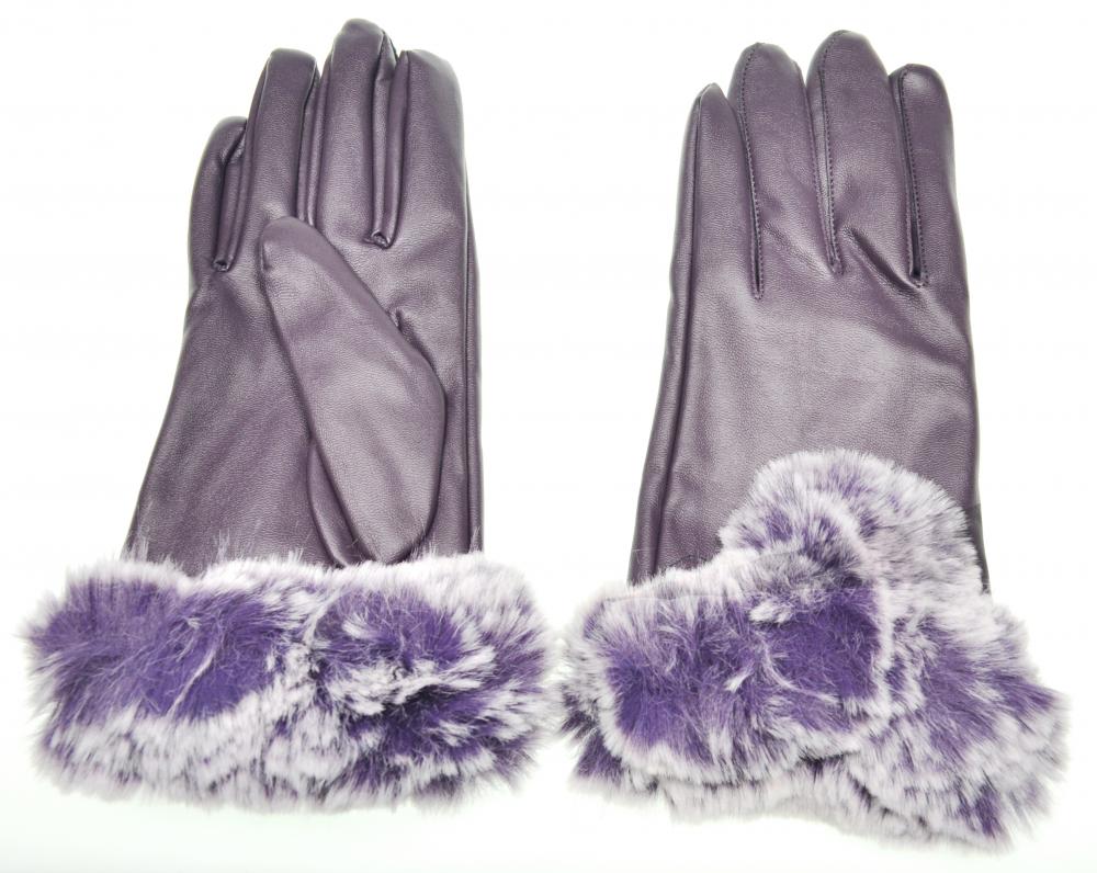фото Перчатки женские gsmin gsmin leather gloves фиолетовые, р. 7