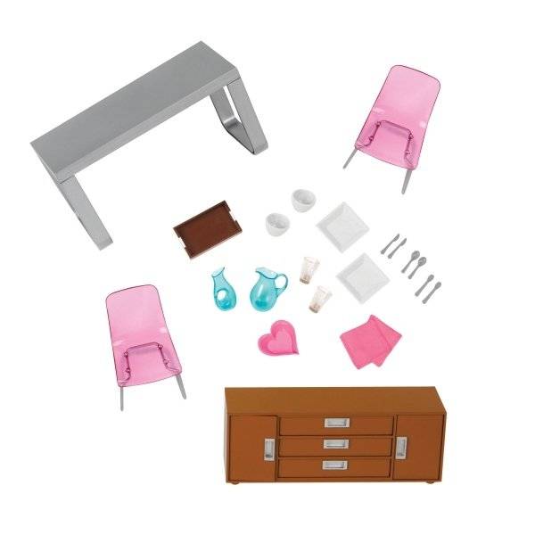 L37030 Набор игровой Стильная столовая с мебелью и аксессуарами ложка одноразовая белая столовая 15 5 см набор 6 шт