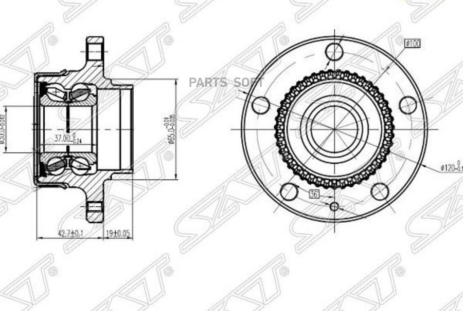 

SAT ST-1J0598477 Ступичный узел задн. AUDI A3/SKODA OCTAVIA/VW GOLF/JETTA/POLO -08,2011 1ш