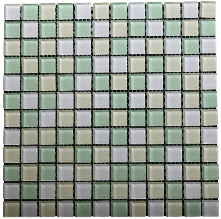 фото Плитка мозаика globalgres la36 стекло 30 х 30 см белый-салатовый микс