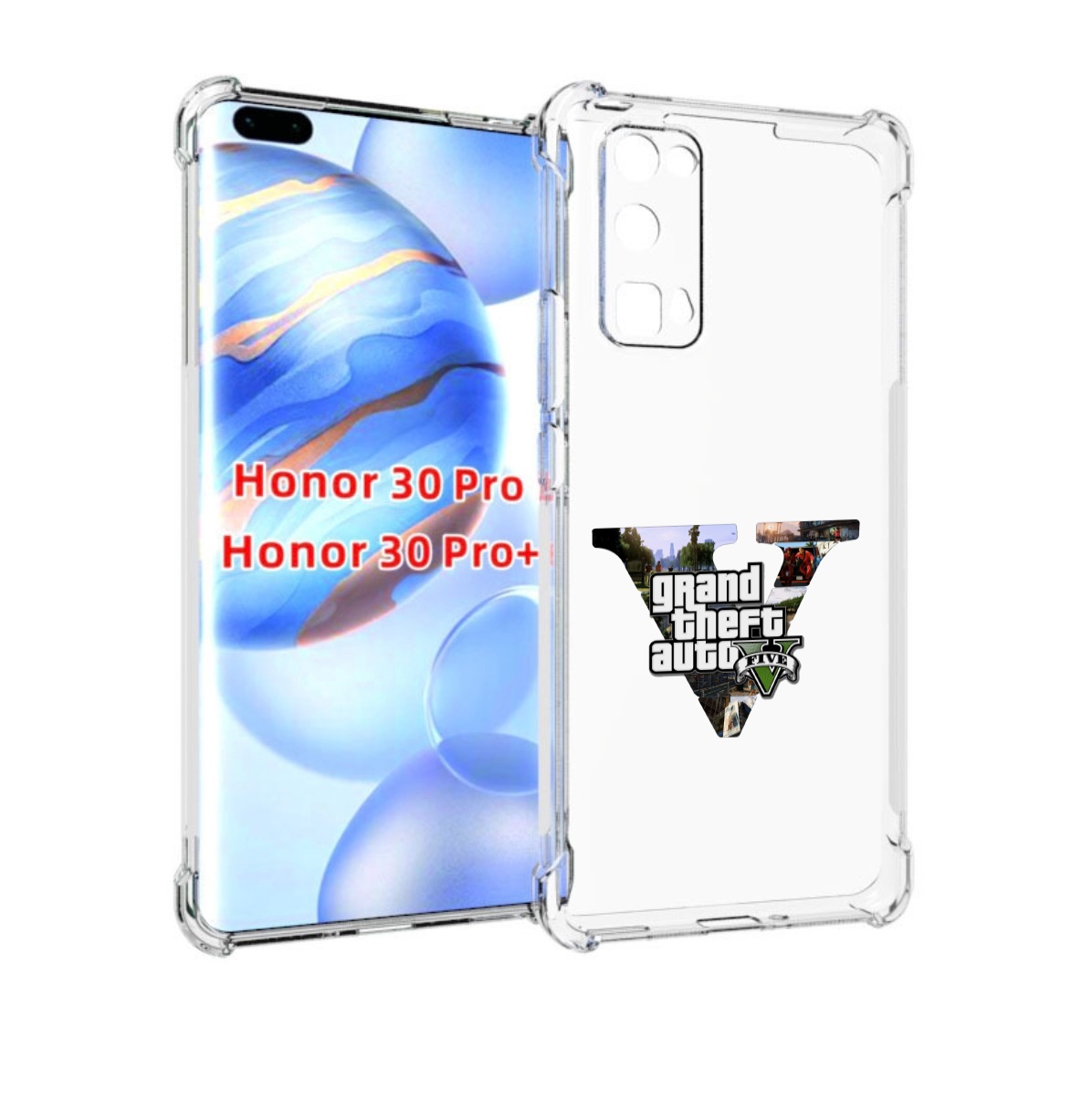 

Чехол бампер MyPads GTA 5 логотип для Honor 30 Pro, Прозрачный, Tocco
