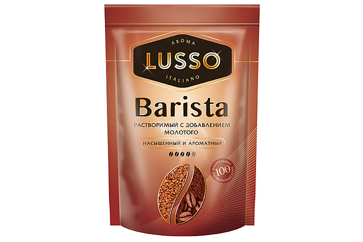 «LUSSO», кофе Barista, молотый в растворимом, 75 г