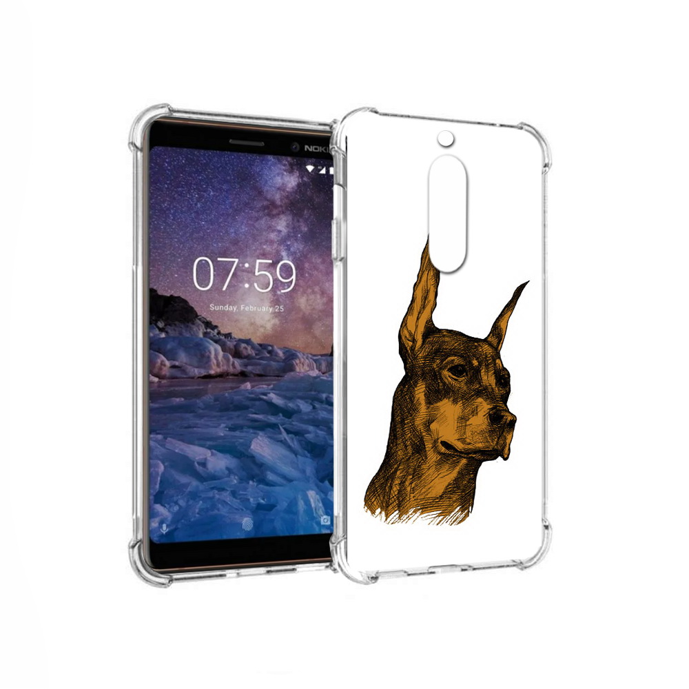 

Чехол MyPads Tocco для Nokia 7 скетч доберман (PT95887.123.605), Прозрачный, Tocco