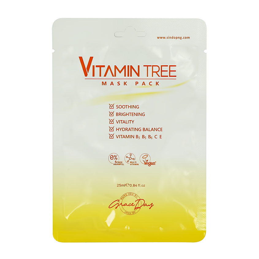 Маска для лица GRACE DAY VITAMIN TREE, выравнивающая тон кожи, 25 мл grace day маска для очищения и сужения пор 120