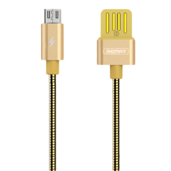 Кабель USB MicroUSB Remax RC-080m оплетка металл <золото>