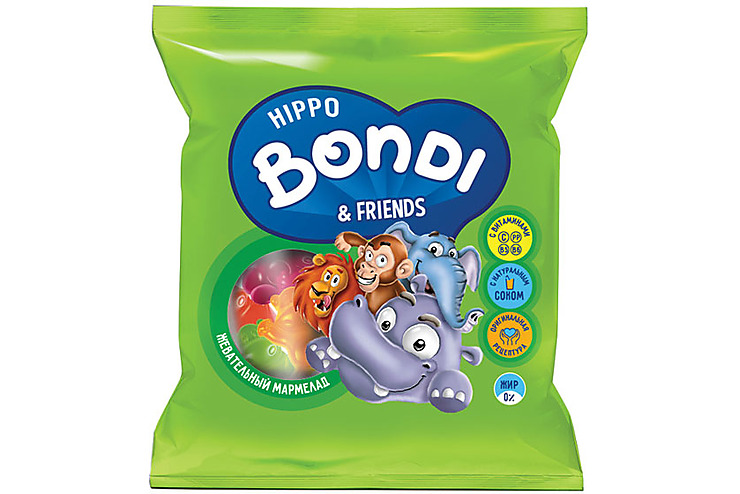 HIPPO BONDI FRIENDS мармелад жевательный с соком ягод и фруктов 30 г 233₽