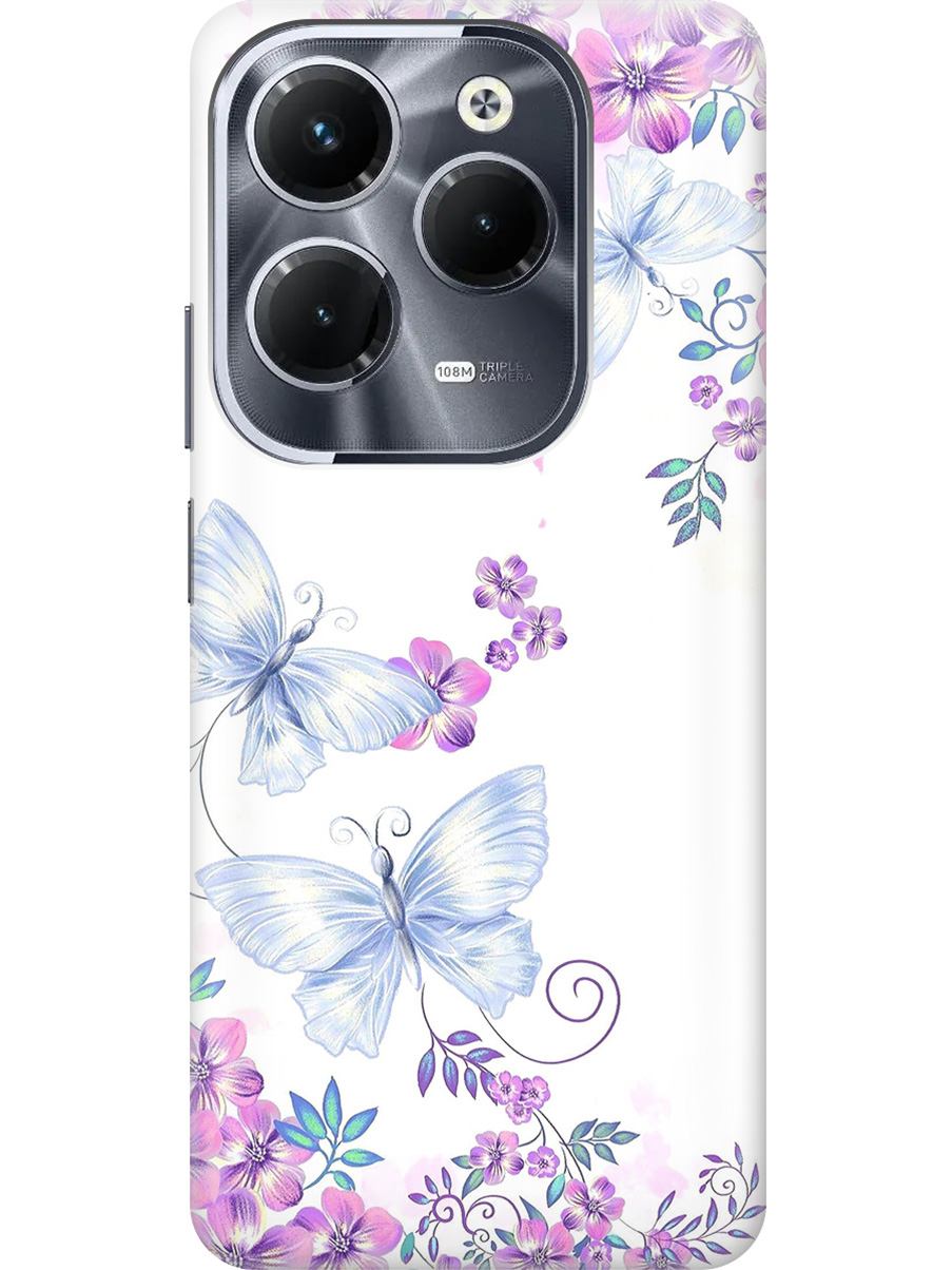 

Силиконовый чехол на Infinix Hot 40 / Hot 40 Pro с рисунком "Бабочки и фиалки", Белый;фиолетовый, 20011885