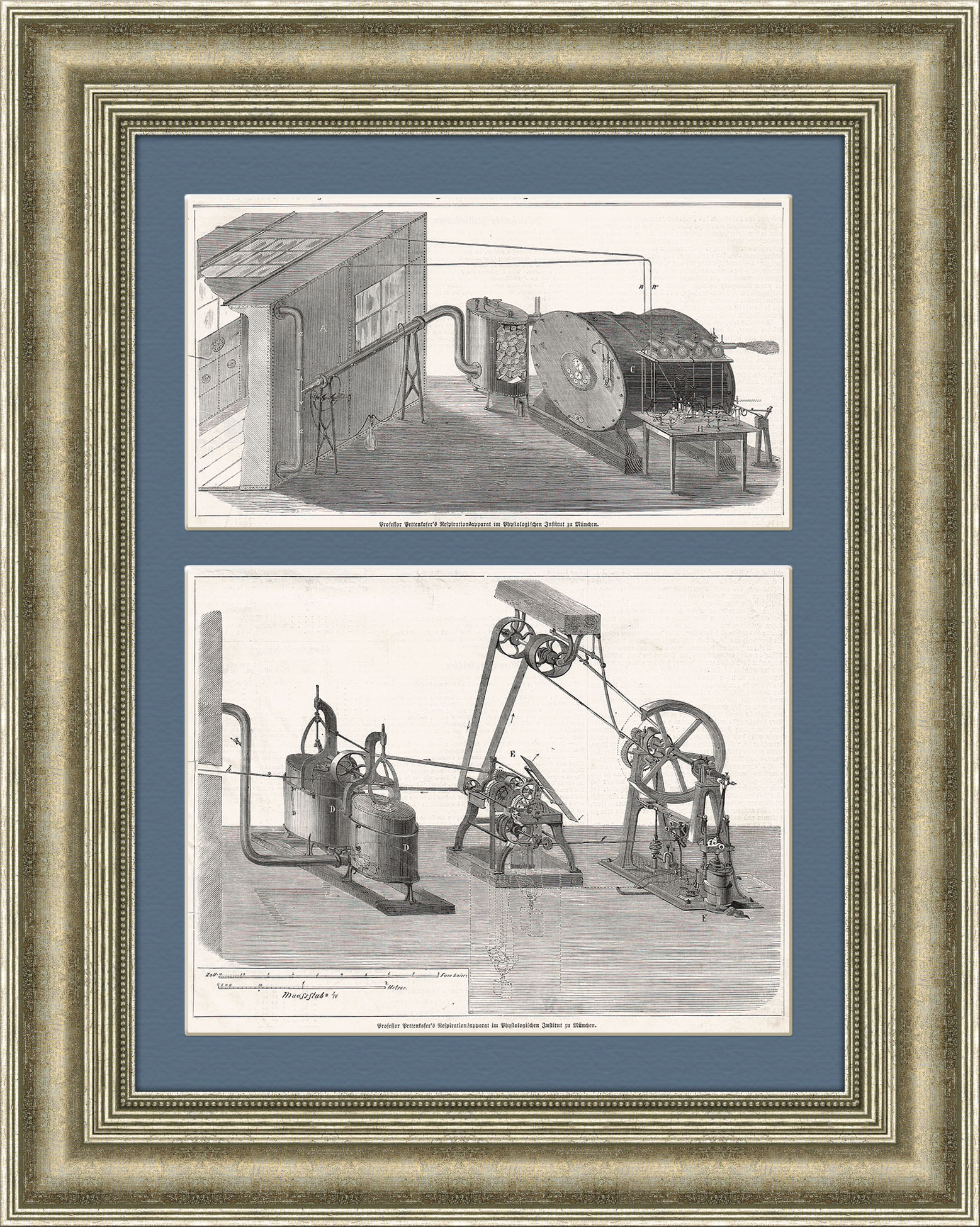 

Антикварная ксилография Респирационная камера Петтенкофера 1863 г