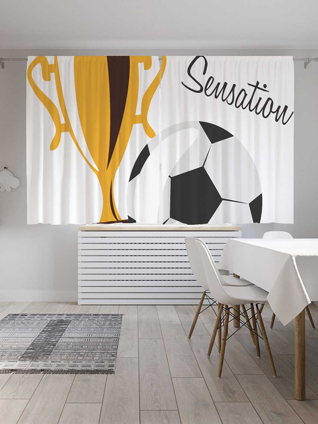 фото Классические шторы joyarty "футбольная сенсация", серия oxford delux, 2 полотна 145x180 см