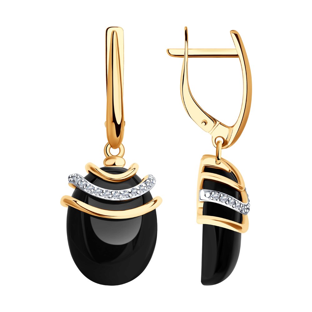 

Серьги из красного золота с фианитом/агатом SOKOLOV 727783, 727783