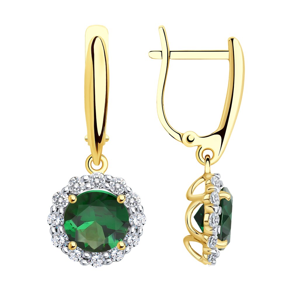 

Серьги из желтого золота с фианитом/ситаллом искусственным SOKOLOV 728071-2, 728071-2