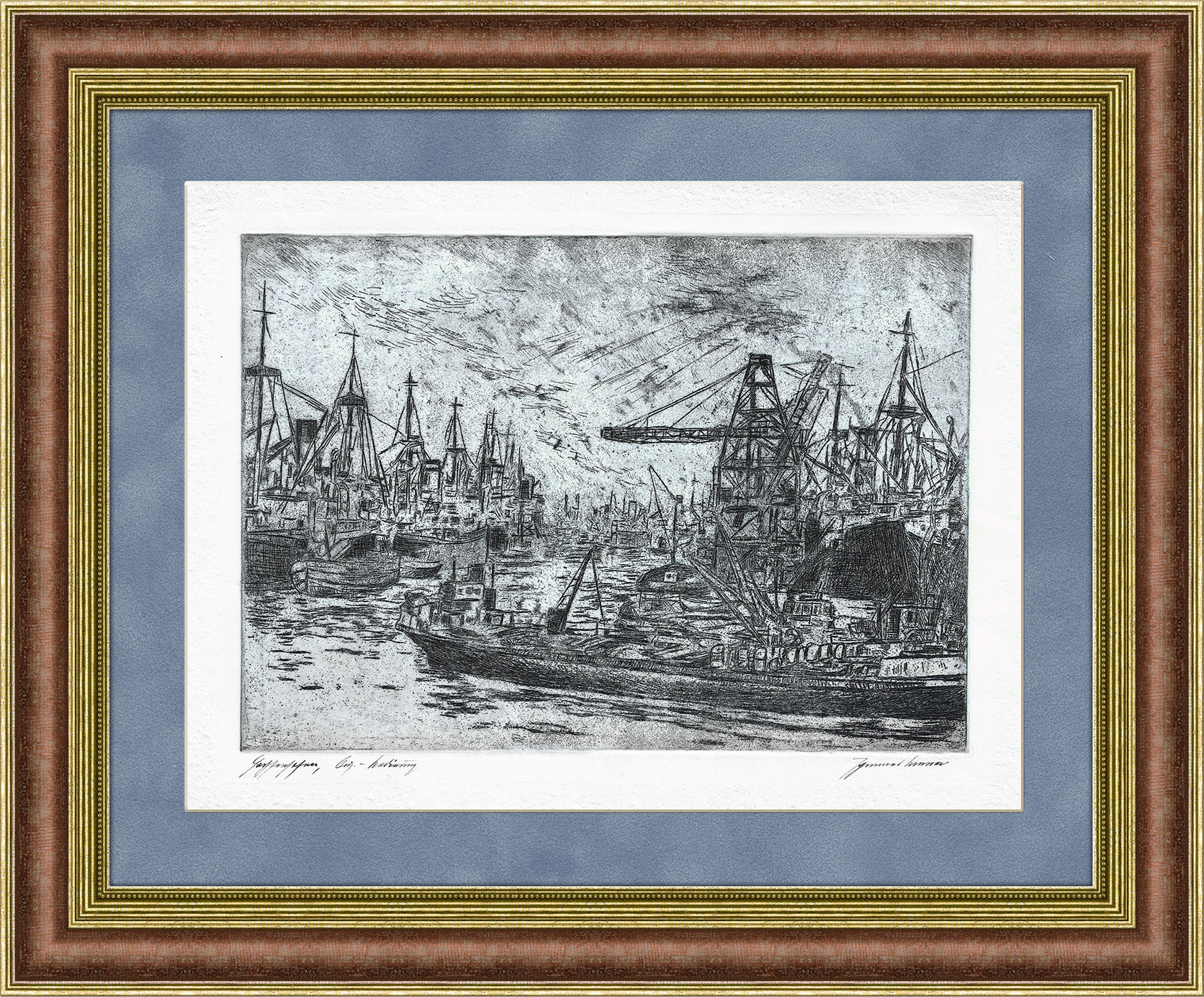 

Морской порт офорт