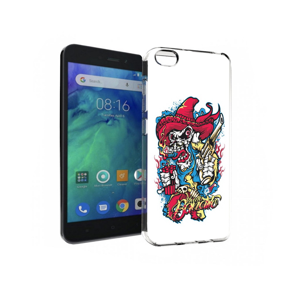 

Чехол MyPads Tocco для Xiaomi Redmi Go нарисованный скелет с писталетом, Прозрачный, Tocco
