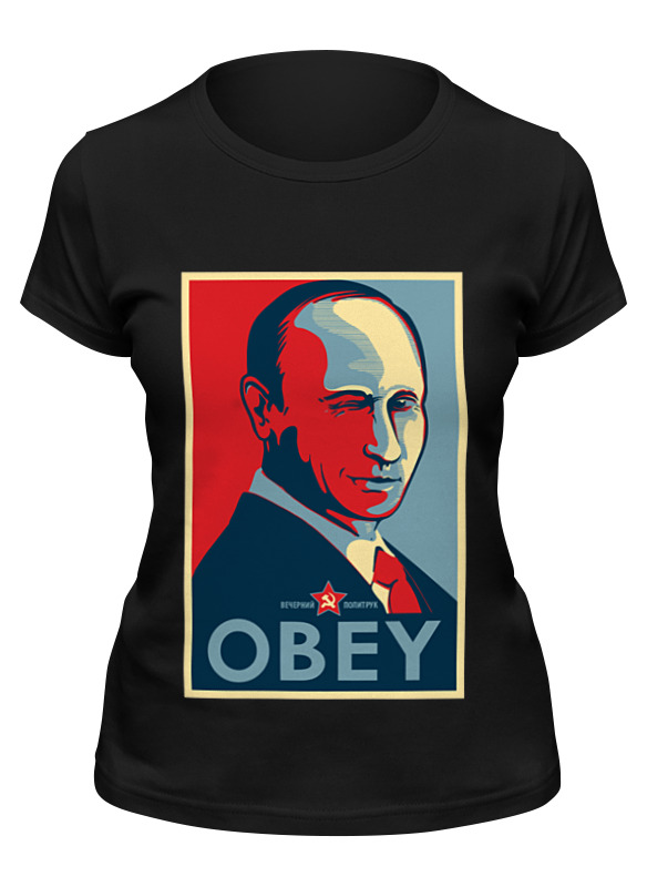 

Футболка женская Printio Путин (obey) черная L, Черный, Путин (obey)