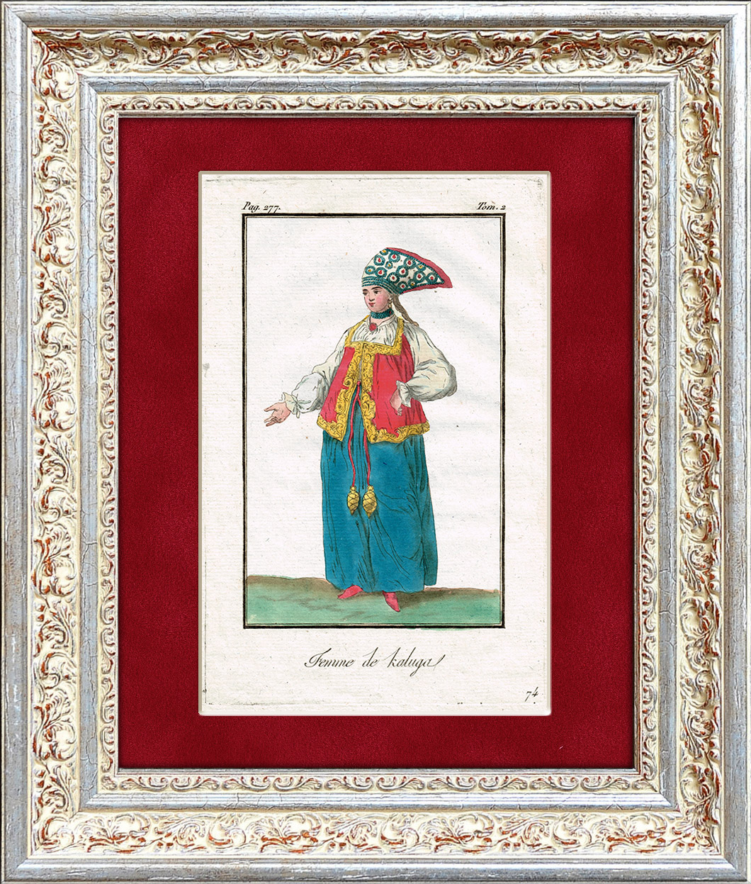 фото Гравюра женский национальный костюм, россия, 1780 г. rarita