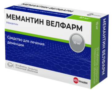 Купить Мемантин таблетки 10 мг 30 шт., Velpharm