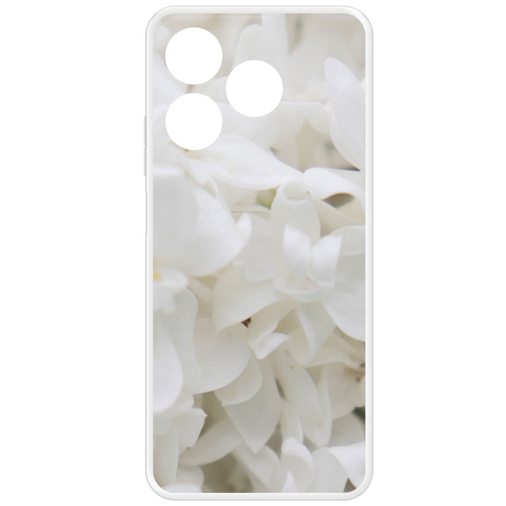 

Чехол-накладка Krutoff Clear Case Белые лилии для Realme C61, Прозрачный
