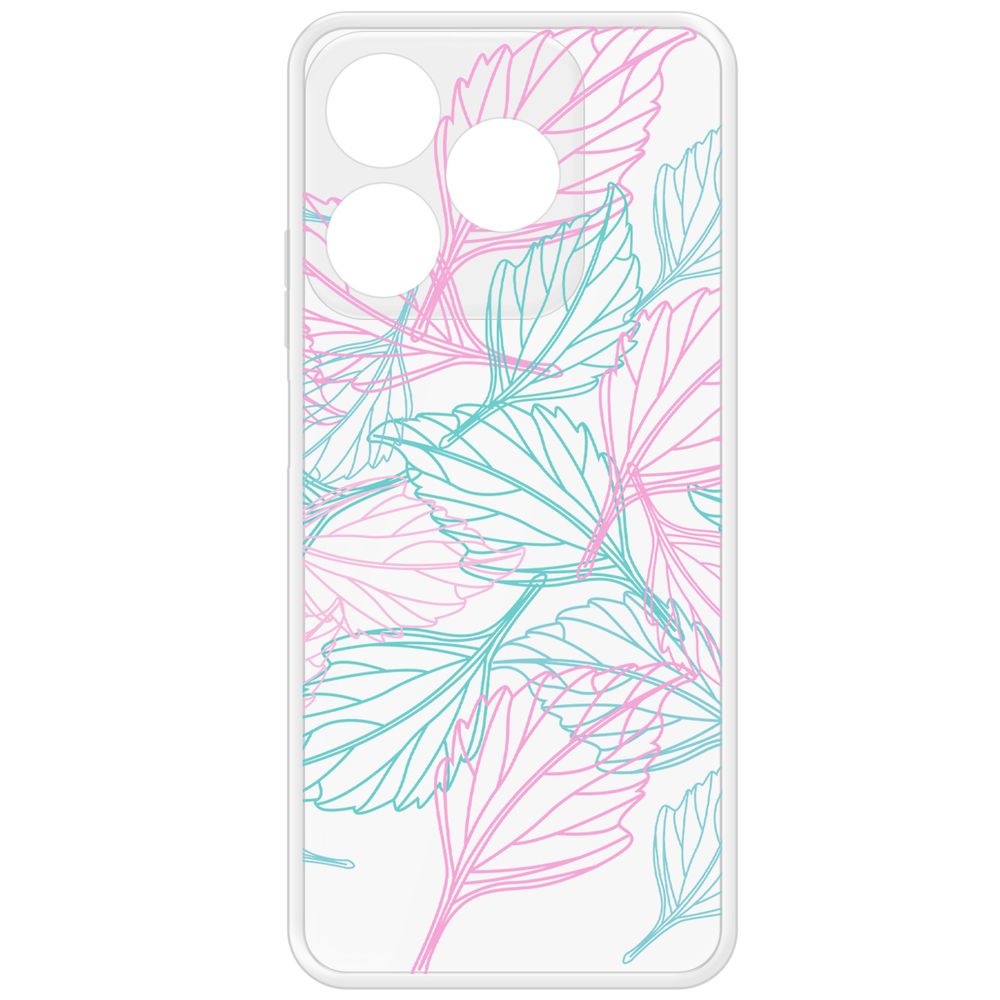 

Чехол-накладка Krutoff Clear Case Листья паттерн для Realme C61, Прозрачный