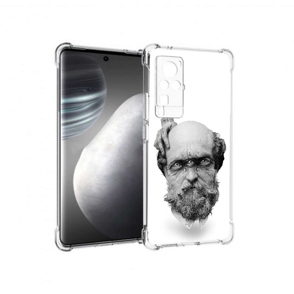 

Чехол MyPads Tocco для Vivo X60 pro страшный бородатый мужчина абстракция, Прозрачный, Tocco