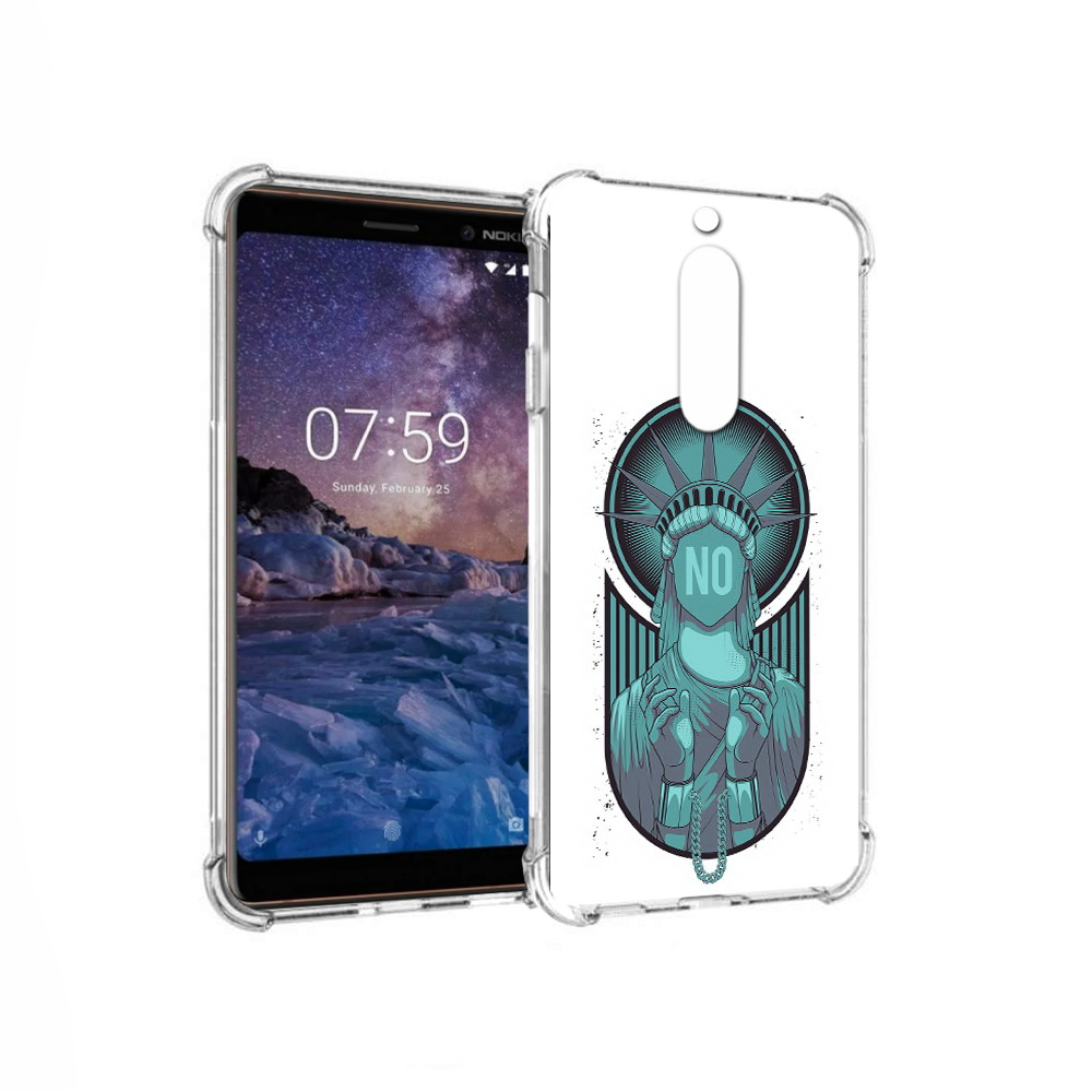 

Чехол MyPads Tocco для Nokia 7 статуя свободы зеленый (PT95887.123.623), Прозрачный, Tocco