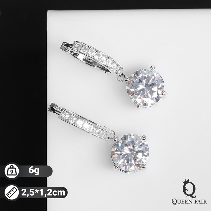 

Серьги подвески из бижутерного сплава Queen Fair Блум полукруглое крепление, стразы/фианит, Блум полукруглое крепление