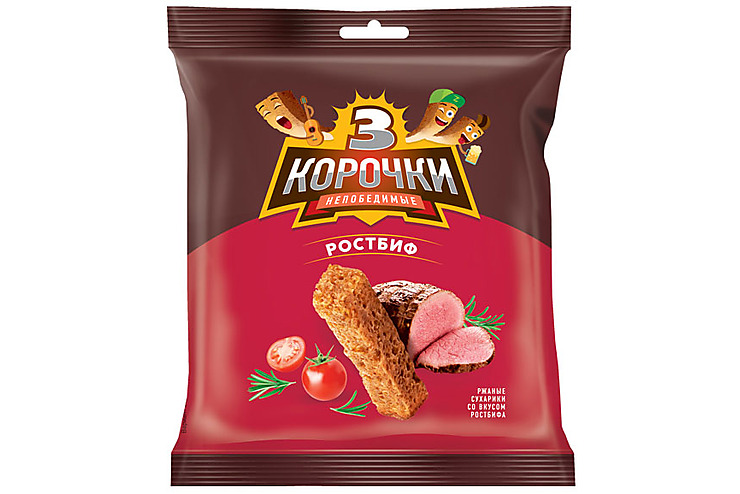 3 Корочки сухарики ржаные со вкусом ростбифа 40 г 233₽