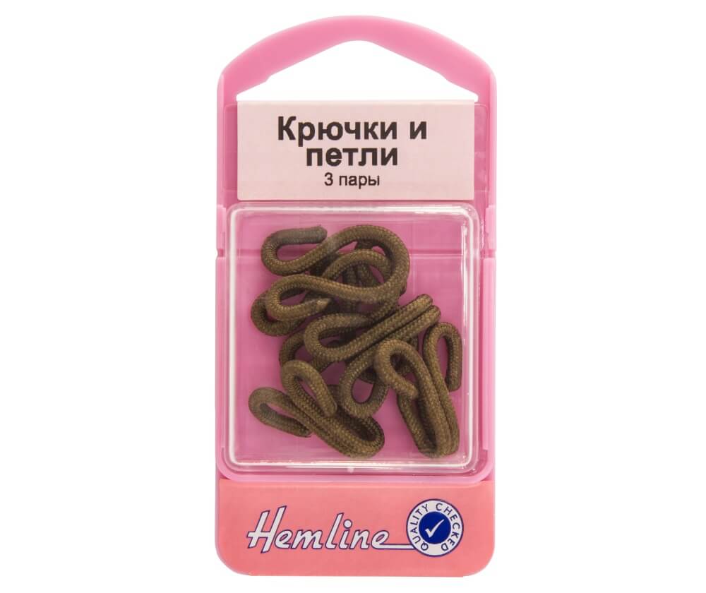 

Крючки и петли Hemline оплетенные, коричневый