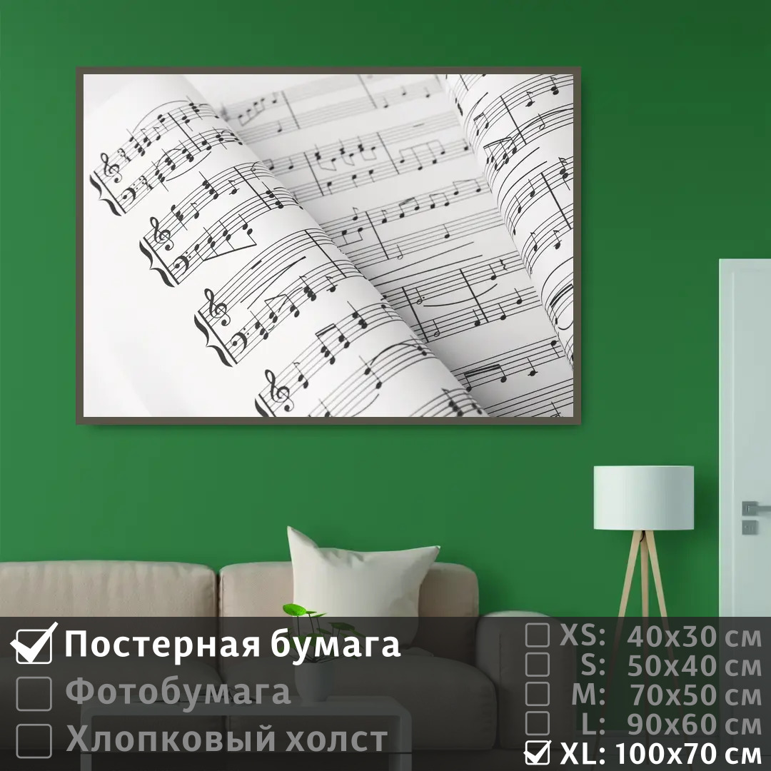 

Постер на стену ПолиЦентр Ноты для декора комнаты 100х70 см, НотыДляДекораКомнаты1