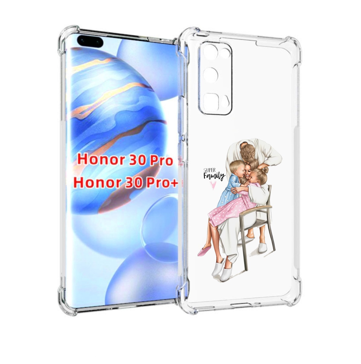 

Чехол бампер MyPads Super-family для Honor 30 Pro, Прозрачный, Tocco