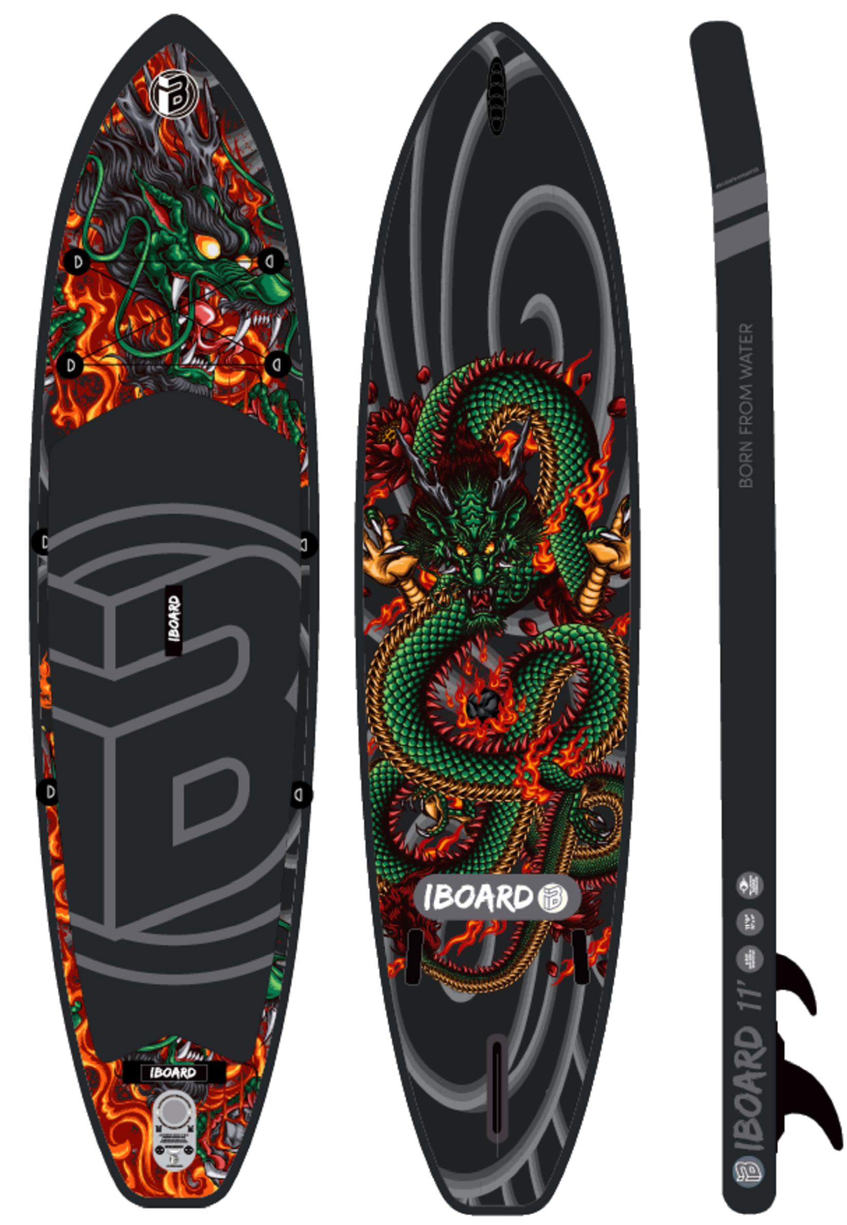 SUP-борд Iboard 335x81x15см Дракон 2023