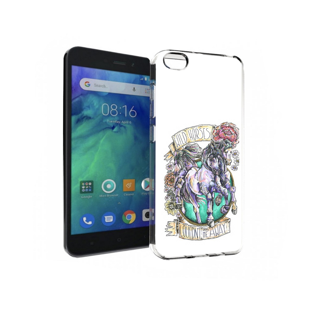 

Чехол MyPads Tocco для Xiaomi Redmi Go рисунок коней в цветах, Прозрачный, Tocco