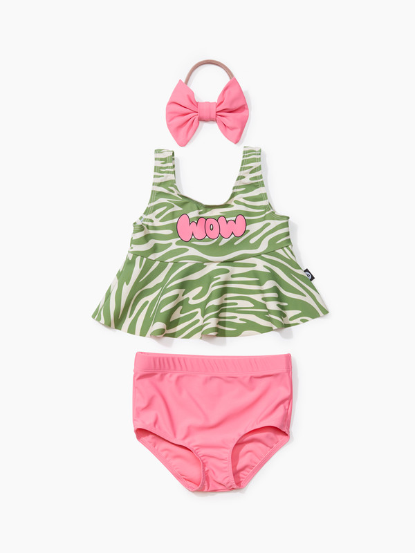Купальник раздельный детский Happy Baby 50668, зеленый; розовый, 80
