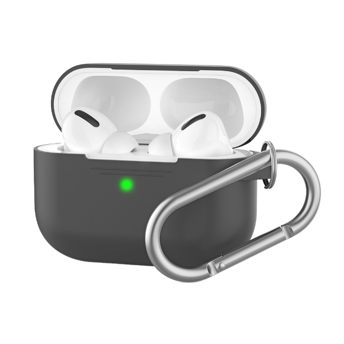 

Чехол Airpods Silicon Hang Case с карабином серый