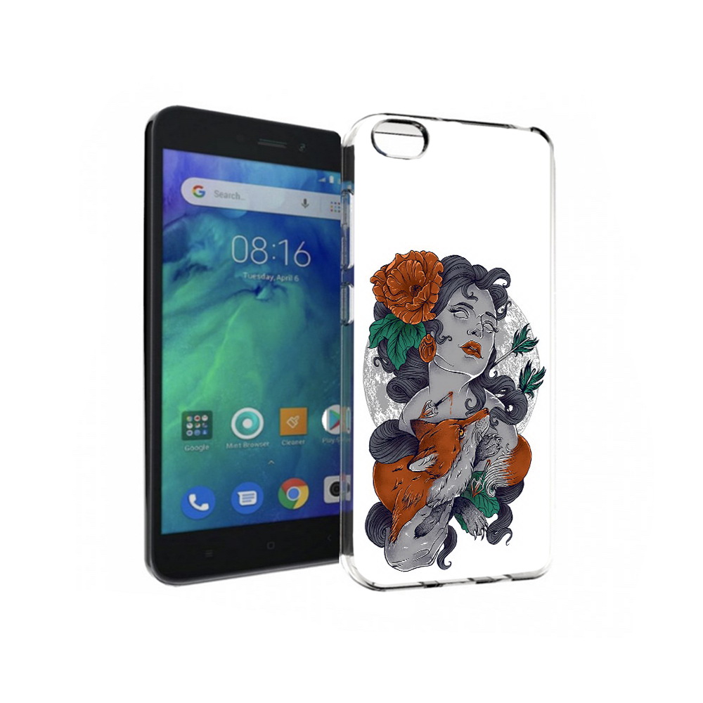 

Чехол MyPads Tocco для Xiaomi Redmi Go темная девушка с лисой, Прозрачный, Tocco