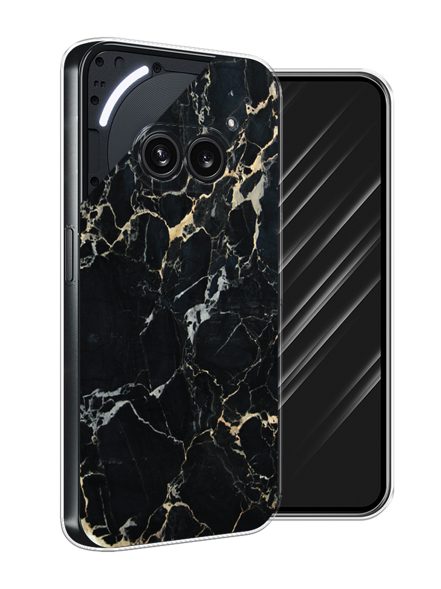 

Чехол Awog на Nothing Phone 2a "Черный мрамор уголок", Черный;золотистый, 3300350-1